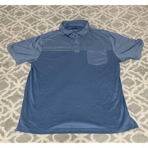 PGA‎ Tour Men's Blue Striped Short Sleeve Golf Polo Shirt